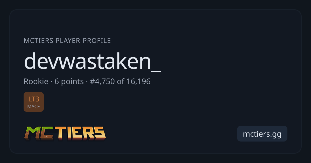devwastaken_ - Minecraft PvP Tier Profile | MCTiers